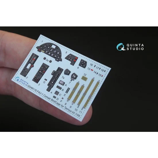 Quinta Studio QD48110 1/48 F4U-1 Corsair (Bird cage) Coloured Interior Decals for Tamiya kit