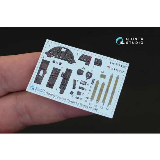 Quinta Studio QD48111 1/48 Vought F4U-1A Corsair 3D Printed & Coloured Interior Decals for Tamiya