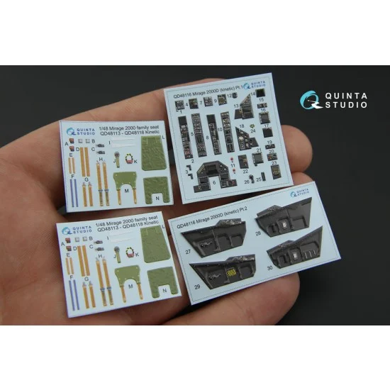 Quinta Studio QD48116 1/48 Dassault Mirage 2000D Coloured Interior Decals for Kinetic kit - Model Planes