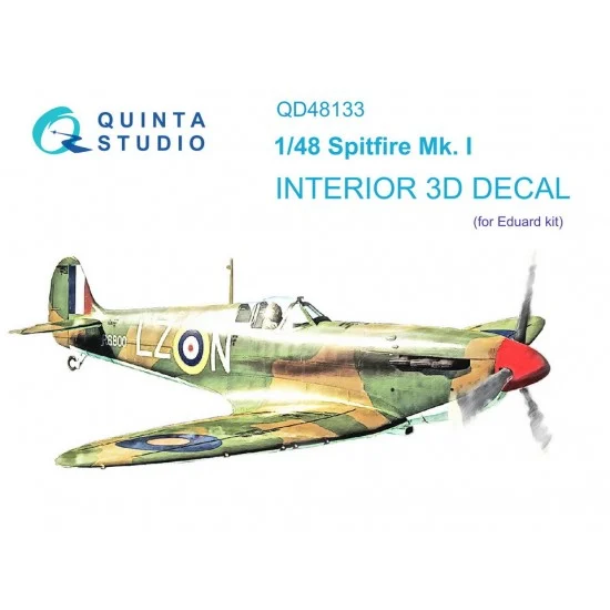 Quinta Studio QD48133 1/48 Spitfire Mk.I 3D-Printed & Coloured Interior on Decal Paper for Eduard kits