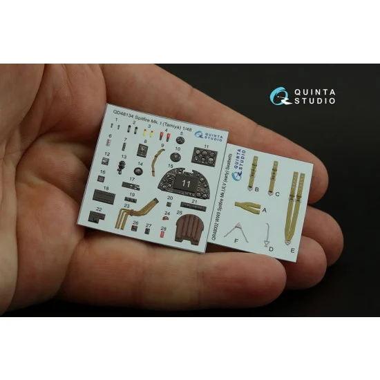 Quinta Studio QD48134 1/48 Supermarine Spitfire Mk.I Interior Detail Parts for Tamiya kits - Model Planes