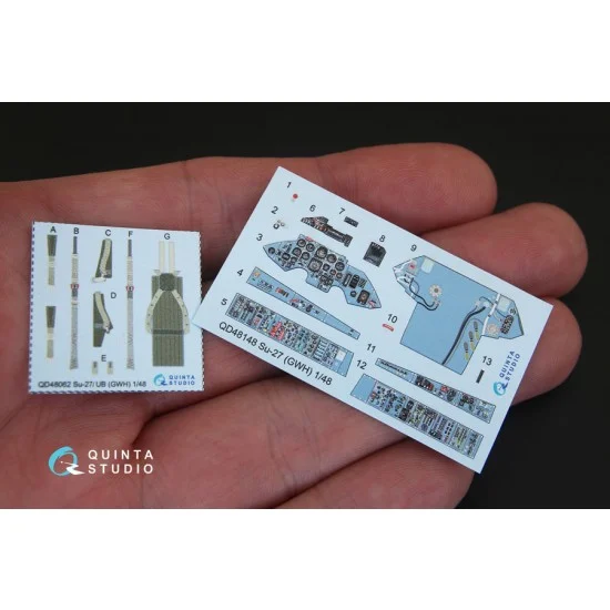 Quinta Studio QD48148 1/48 Sukhoi Su-27 3D Printed & Coloured Interior Decal Parts for GWH kit
