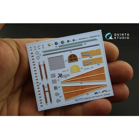 Quinta Studio QD48158 1/48 Fokker Dr.1 3D Printed & Coloured Interior Decal Parts for Eduard kit - Model Planes