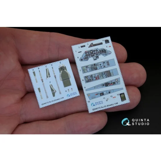 Quinta Studio QD48172 1/48 Sukhoi Su-33 3D Printed & Coloured Interior Decal Parts for Kinetic kit