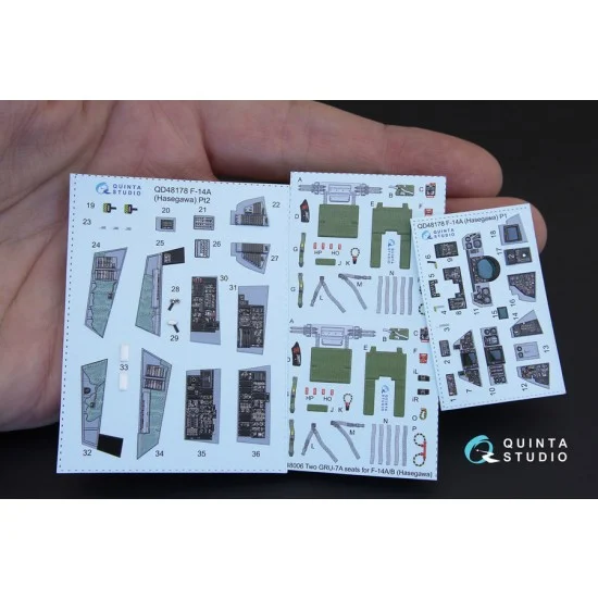 Quinta Studio QD48178 1/48 Grumman F-14A Tomcat 3D Printed & Coloured Interior Decals for Hasegawa