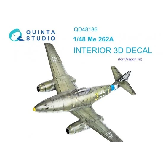 Quinta Studio QD48186 1/48 Me 262A 3D-Printed & Coloured Interior on Decal Paper for Dragon kits