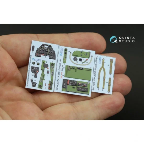 Quinta Studio QD48253 1/48 P-51D Mustang 3D-Printed & Coloured Interior on Decal Paper for Tamiya kits