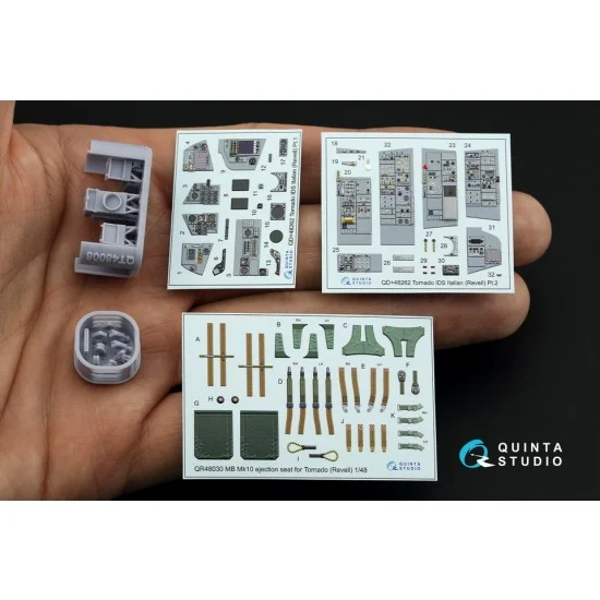 Quinta Studio QD+48262 1/48 Italian Tornado IDS Interior on Decal Paper for Revell kits w/Resin Parts - Model Planes