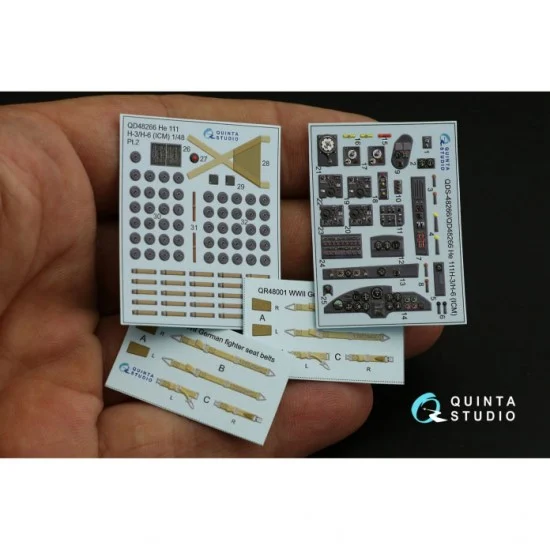 Quinta Studio QD48266 1/48 Heinkel He 111H-3/H-6 3D-Printed & Coloured Interior on Decal Paper for ICM kits