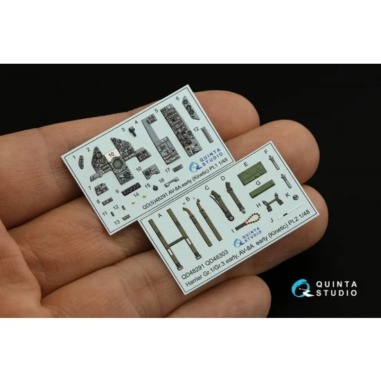 Quinta Studio QD48291 1/48 AV-8A Harrier Early Interior Detail Parts for Kinetic kits