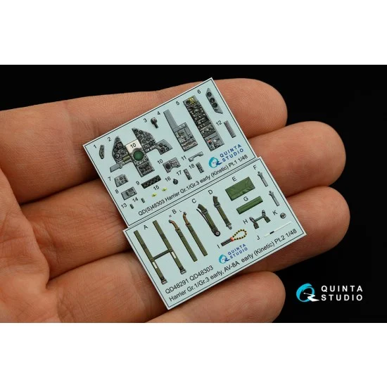 Quinta Studio QD48303 1/48 Hawker Siddeley Harrier Gr.1/Gr.3 Early Interior Detail Parts for Kinetic kits - Model Planes