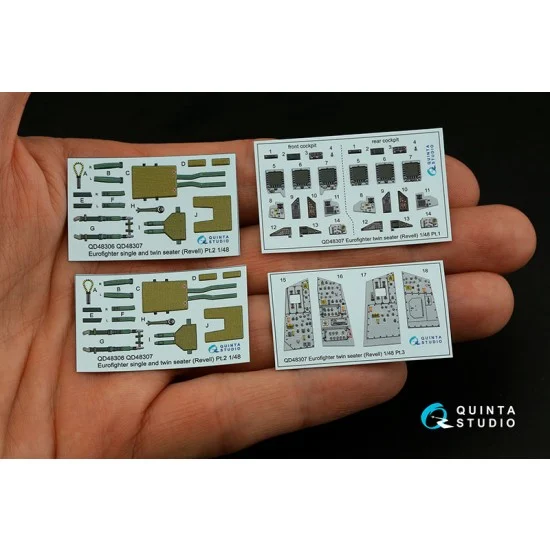 Quinta Studio QD48307 1/48 Eurofighter Twin Seater Coloured Interior Detail Parts for Revell kits - Model Planes