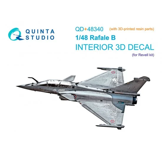 Quinta Studio QD+48340 1/48 Dassault Rafale B Interior Details on 3D Decal (Revell) with parts - Model Planes
