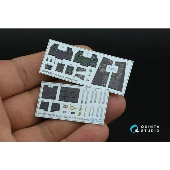 Quinta Studio QD48652 1/48 F-22 Raptor Interior Details on 3D Decal (Hasegawa)