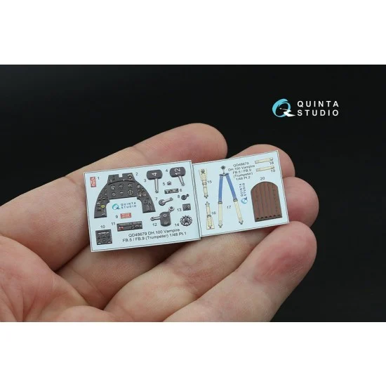 Quinta Studio QD48679 1/48 DH.100 Vampire FB.5/FB.9 Interior Details on 3D Decal (Trumpeter) - Model Planes