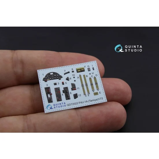 Quinta Studio QD72022 1/72 Vought F4U-1A Corsair 3D Printed & Coloured Interior Decas for Tamiya