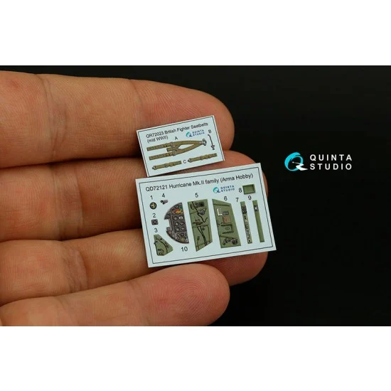 Quinta Studio QD72121 1/72 Hurricane Mk.II family Coloured Interior Detail Parts for Arma Hobby kits - Model Planes