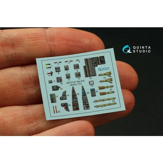 Quinta Studio QD72141 1/72 Me 410 Coloured Interior Detail Parts for Airfix kits - Model Planes