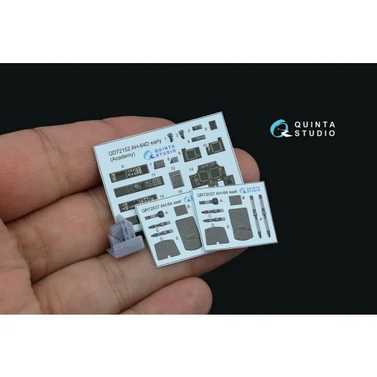 Quinta Studio QD+72152 1/72 AH-64D Early Coloured Interior Detail Parts for Academy kits with Resin parts
