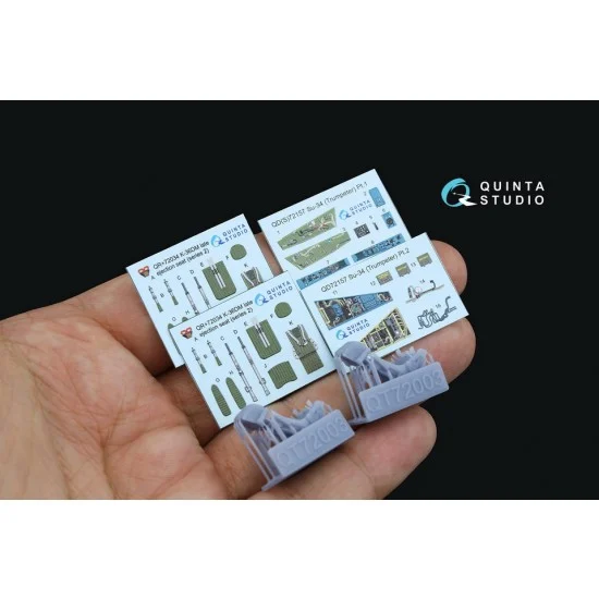 Quinta Studio QD+72157 1/72 Su-34 Coloured Interior Detail Parts for Trumpeter kits with Resin parts