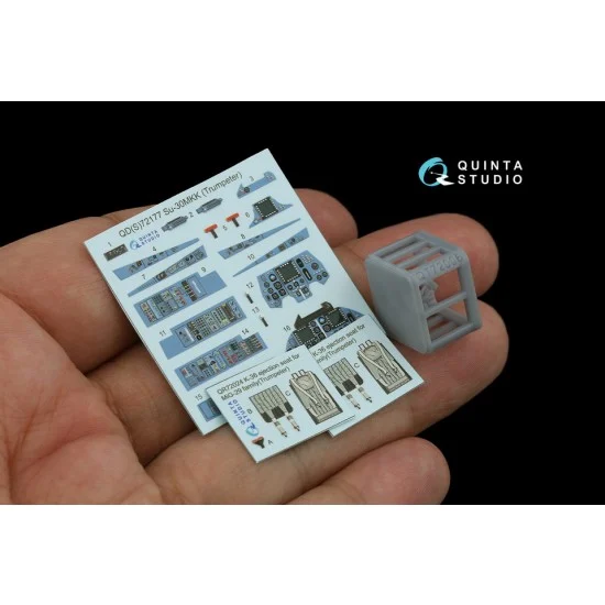 Quinta Studio QD+72177 1/72 Su-30MKK Interior 3D Decal for Trumpeter kits (with 3D-printed resin part)