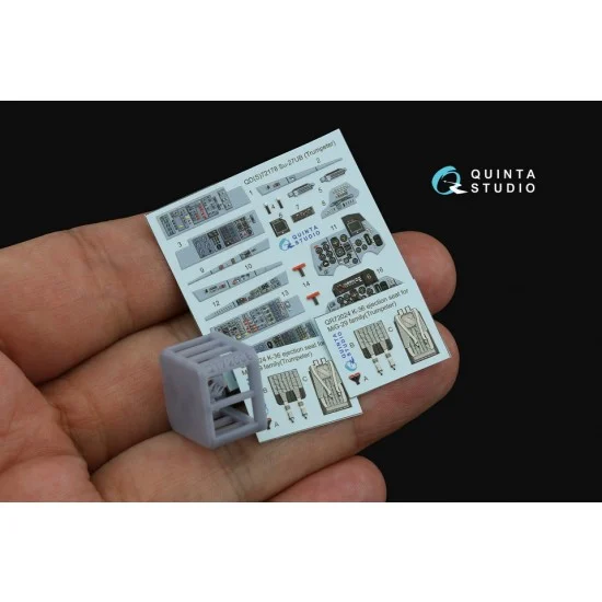 Quinta Studio QD+72178 1/72 Su-27UB Interior 3D Decal for Trumpeter kits (with 3D-printed resin part)