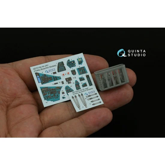 Quinta Studio QD+72184 1/72 Mi-24V Interior Details on 3D Decal (Hobby Boss/ARK Models) with parts