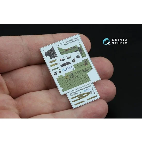 Quinta Studio QD72211 1/72 Bristol Blenheim Mk.IV Interior Details on 3D Decal (Airfix) - Model Planes