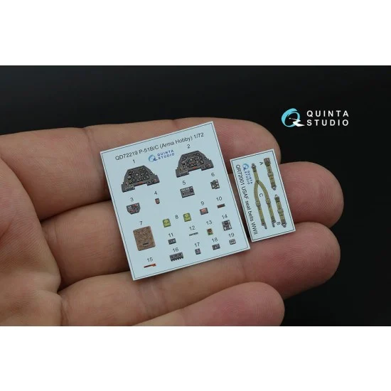 Quinta Studio QD72219 1/72 P-51B/P-51C Mustang Interior Details on 3D Decal (Arma Hobby)