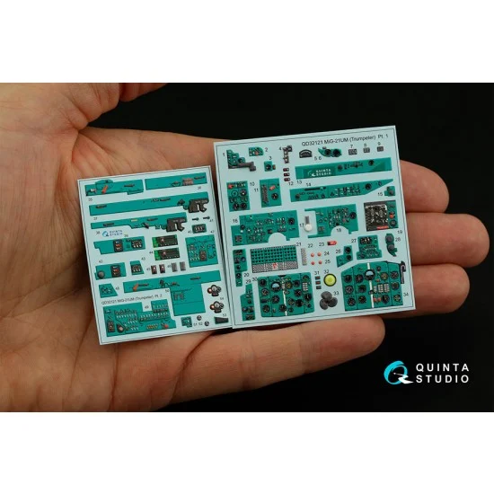 Quinta Studio QDS-32121 1/32 MiG-21UM 3D-Printed & Coloured Interior on Decal Paper for Trumpeter kits (small)