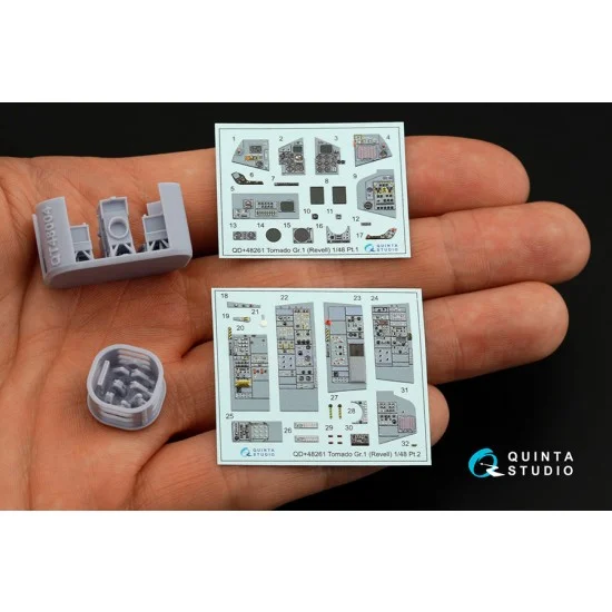 Quinta Studio QDS+48261 1/48 Tornado GR.1 Interior on Decal Paper for Revell kits (small ver) w/Resin Parts - Model Planes