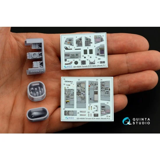 Quinta Studio QDS+48264 1/48 Tornado ECR Italian Interior on Decal Paper for Revell (small ver) w/Resin Parts - Model Planes