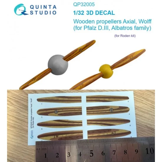 Quinta Studio QP32005 1/32 Axial Wolff Wooden Propellers for Roden kits - Model Planes