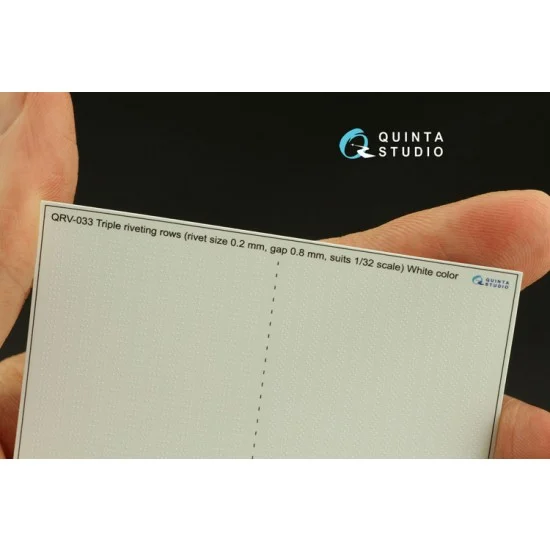 Quinta Studio QRV-033 1/32 Triple Riveting Rows (each 0.20 mm, gap 0.8 mm) White Colour, Total L: 3.7m/12 ft