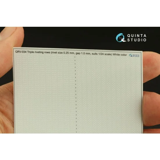 Quinta Studio QRV-034 1/24 Triple Riveting Rows (each 0.25 mm, gap 1.0 mm) White Colour, Total L: 3.2m/10.5 ft