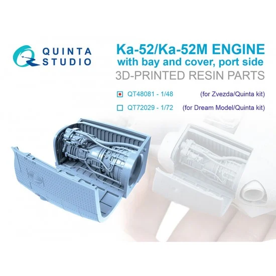 Quinta Studio QT48081 1/48 Ka-52/Ka-52M Engine with Bay and Cover #Portside for Zvezda/Quinta kits