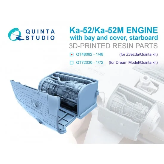 Quinta Studio QT48082 1/48 Ka-52/Ka-52M Engine with Bay and Cover #Starboard for Zvezda/Quinta kits