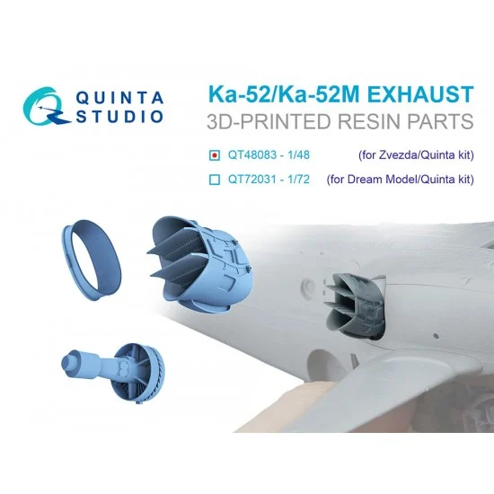 Quinta Studio QT48083 1/48 Ka-52/Ka-52M Exhaust Device for Zvezda/Quinta kits