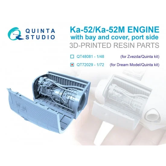 Quinta Studio QT72029 1/72 Ka-52/Ka-52M Engine with Bay and Cover #Portside for Dream Model/Quinta kits