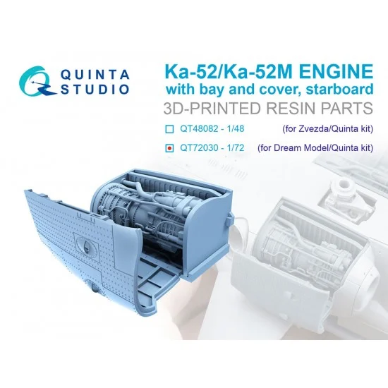 Quinta Studio QT72030 1/72 Ka-52/Ka-52M Engine with Bay and Cover #Starboard for Dream Model/Quinta kits