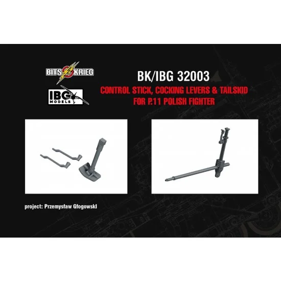 BitsKrieg BK32003S 1/32 PZL P.11 Polish Fighter Control Stick, Cocking Levers and Tailskid for IBG Kits - Model Planes