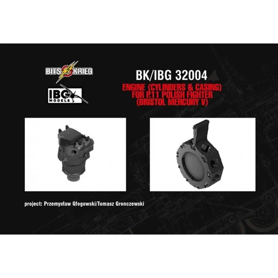 BitsKrieg BK32004S 1/32 PZL P.11 Polish Fighter Bristol Mercury V Engine (Cylinders and Casing) for IBG Kits - Model Planes