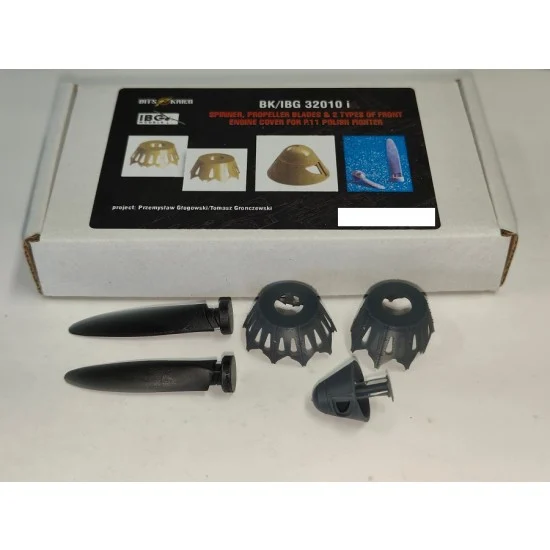 BitsKrieg BK32010i 1/32 Polish PZL P.11 Spinner, Propeller Blades and 2 Front Engine Covers for IBG Kits - Model Planes