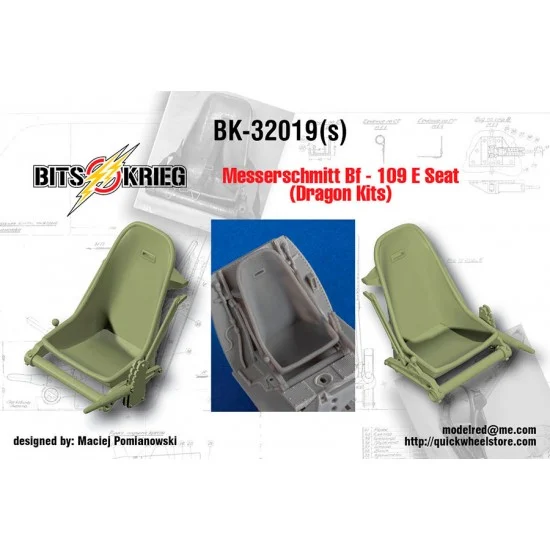 BitsKrieg BK32019S 1/32 Messerschmitt Bf-109 E Seat for Dragon kits