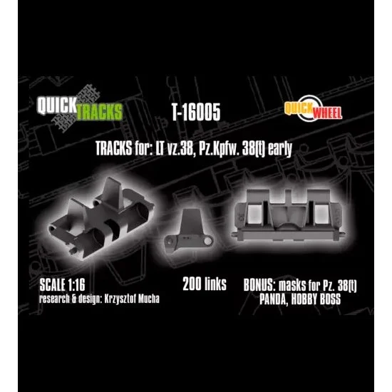 QuickWheel QWT-16005 1/16 Lt vz. 38 Pz.Kpfw. 38(t) Early Tracks and Painting Mask for Panda Hobby/Hobby Boss