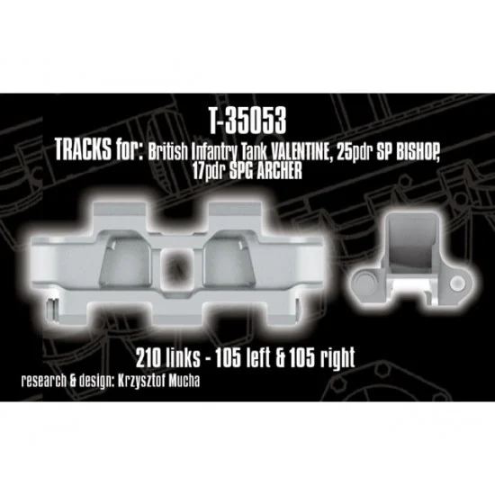 QuickWheel QWT-35053 1/35 Tracks for British Valentine, 25pdr SP Bishop, 17pdr SPG Archer