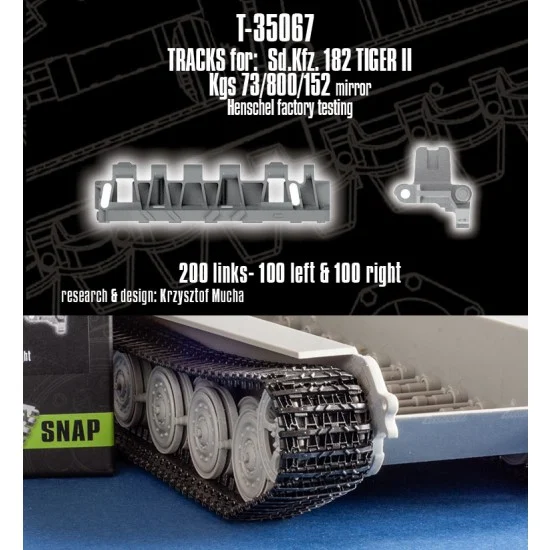 QuickWheel QWT-35067 1/35 Tracks for Sd.Kfz.182 Tiger II, Kgs 73/800/152 mirror, Henschel Factory Testing