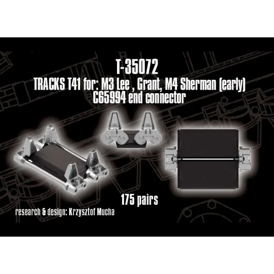 QuickWheel QWT-35072 1/35 T41 Tracks for M3 Lee, Grant, M4 Sherman Early (C65994 end connector)