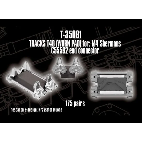 QuickWheel QWT-35081 1/35 T48 Tracks (worn pads) for M4 Sherman (C55592 end connector)