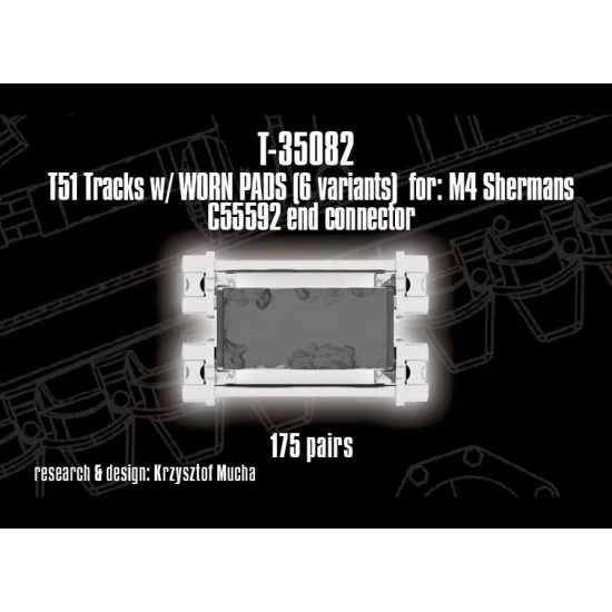 QuickWheel QWT-35082 1/35 T51 Tracks (worn pads) for M4 Sherman (C55592 end connector)